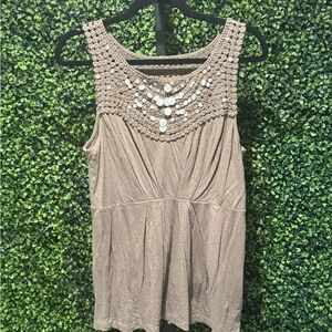 Anthropologie Empire Waist Embellished Sleeveless Top
